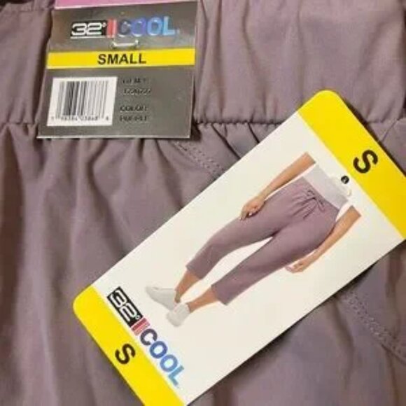 NEW 32 Degrees Cool Women's Pull On Active Capri drawstring pockets purple - Picture 4 of 7